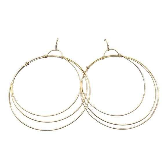 A New Day NWT 3 Hoop Gold Tone Dangle Hoop Earrings - Picture 3 of 13